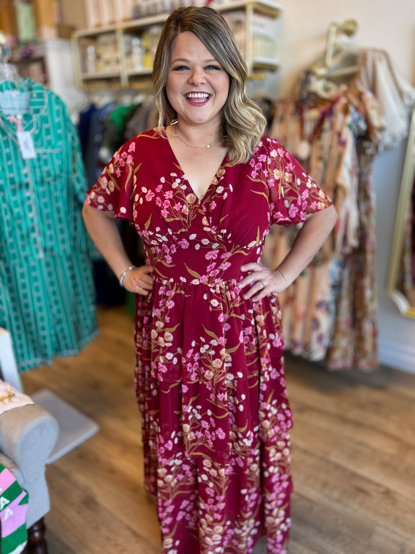 A Winter Romance Plus-Size Tiered Maxi Dress