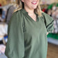 A ‘Tini Bit Better Curvy Olive Scalloped 3/4 Sleeve Top