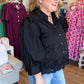 After Twilight Curvy Black Button Down Top