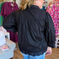 After Twilight Curvy Black Button Down Top