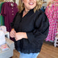 After Twilight Curvy Black Button Down Top