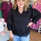 After Twilight Curvy Black Button Down Top