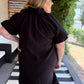 Afterglow Curvy Black Ruffled Shift Dress
