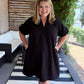 Afterglow Curvy Black Ruffled Shift Dress
