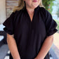 Afterglow Curvy Black Ruffled Shift Dress