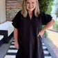 Afterglow Curvy Black Ruffled Shift Dress