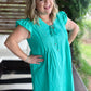 Agave Glow Plus-Size Flutter Sleeve Dress