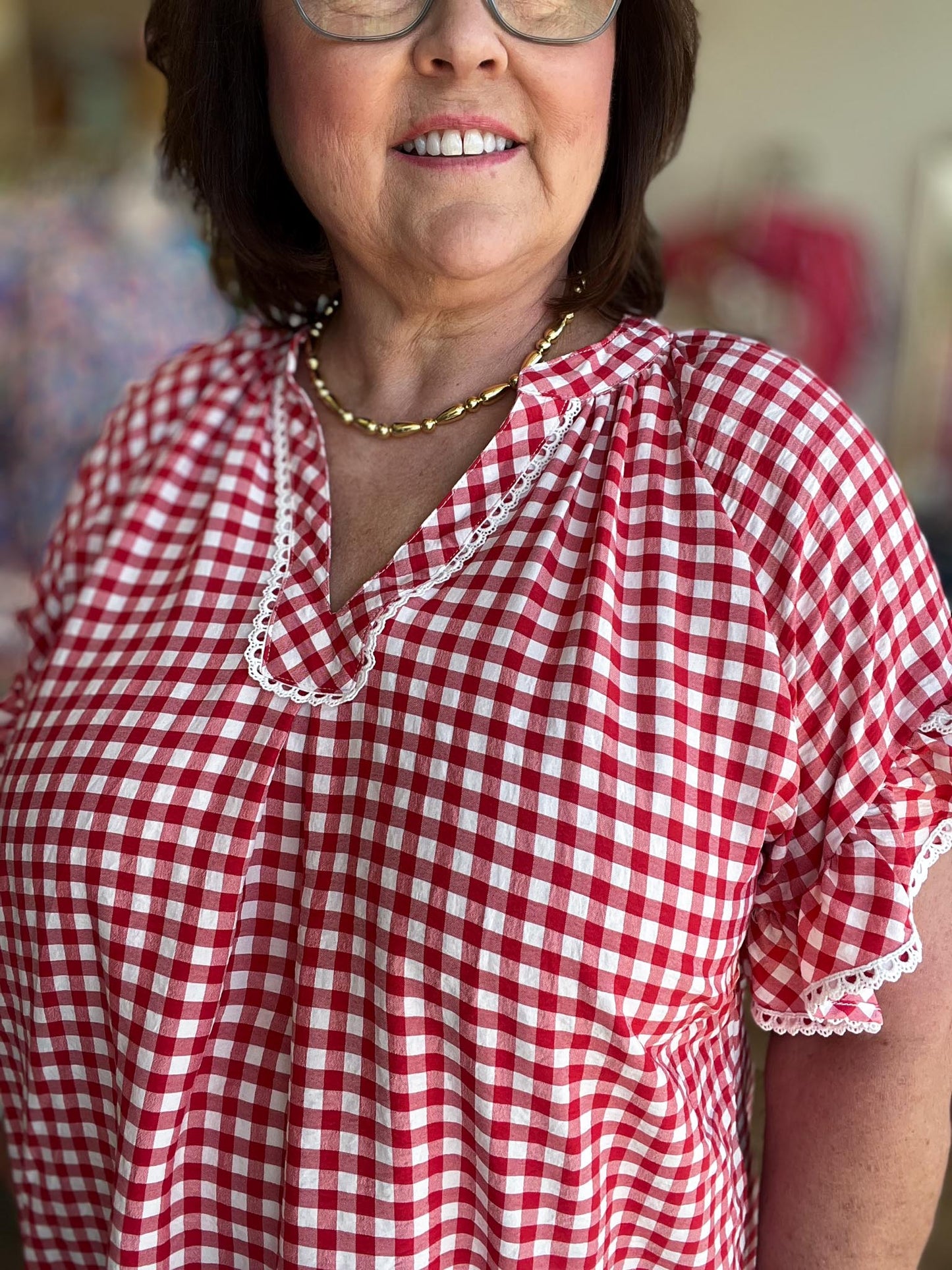 All-American Darling Curvy Red Gingham Top