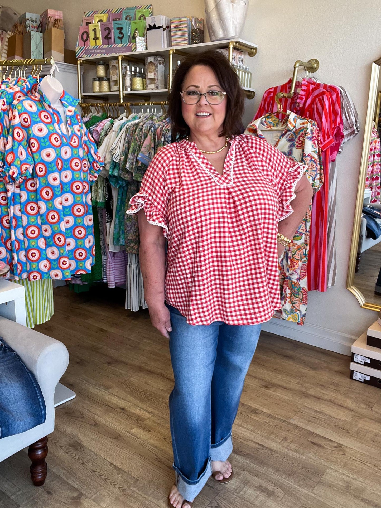 All-American Darling Curvy Red Gingham Top
