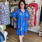 All Eyes on You Curvy Blue Print Dress
