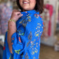 All Eyes on You Curvy Blue Print Dress