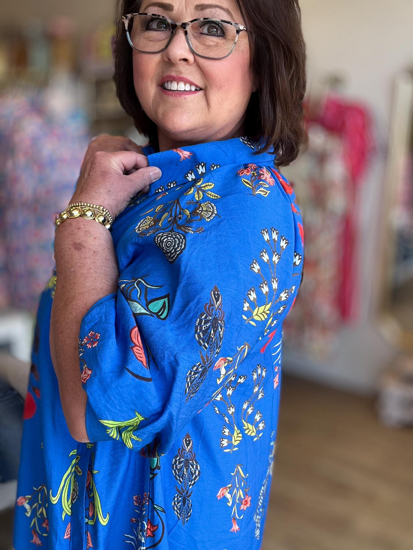All Eyes on You Curvy Blue Print Dress