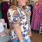 Amber Reverie Curvy Ecru Button Down Top