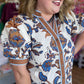 Amber Reverie Curvy Ecru Button Down Top