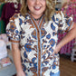 Amber Reverie Curvy Ecru Button Down Top