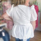 American Honey Curvy White Eyelet Peplum Top