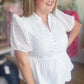 American Honey Curvy White Eyelet Peplum Top
