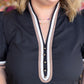 Americano Stripes Curvy Black Contrast Trim Top