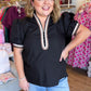 Americano Stripes Curvy Black Contrast Trim Top