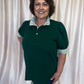 And It's Good Curvy Green Stripe Collar Top