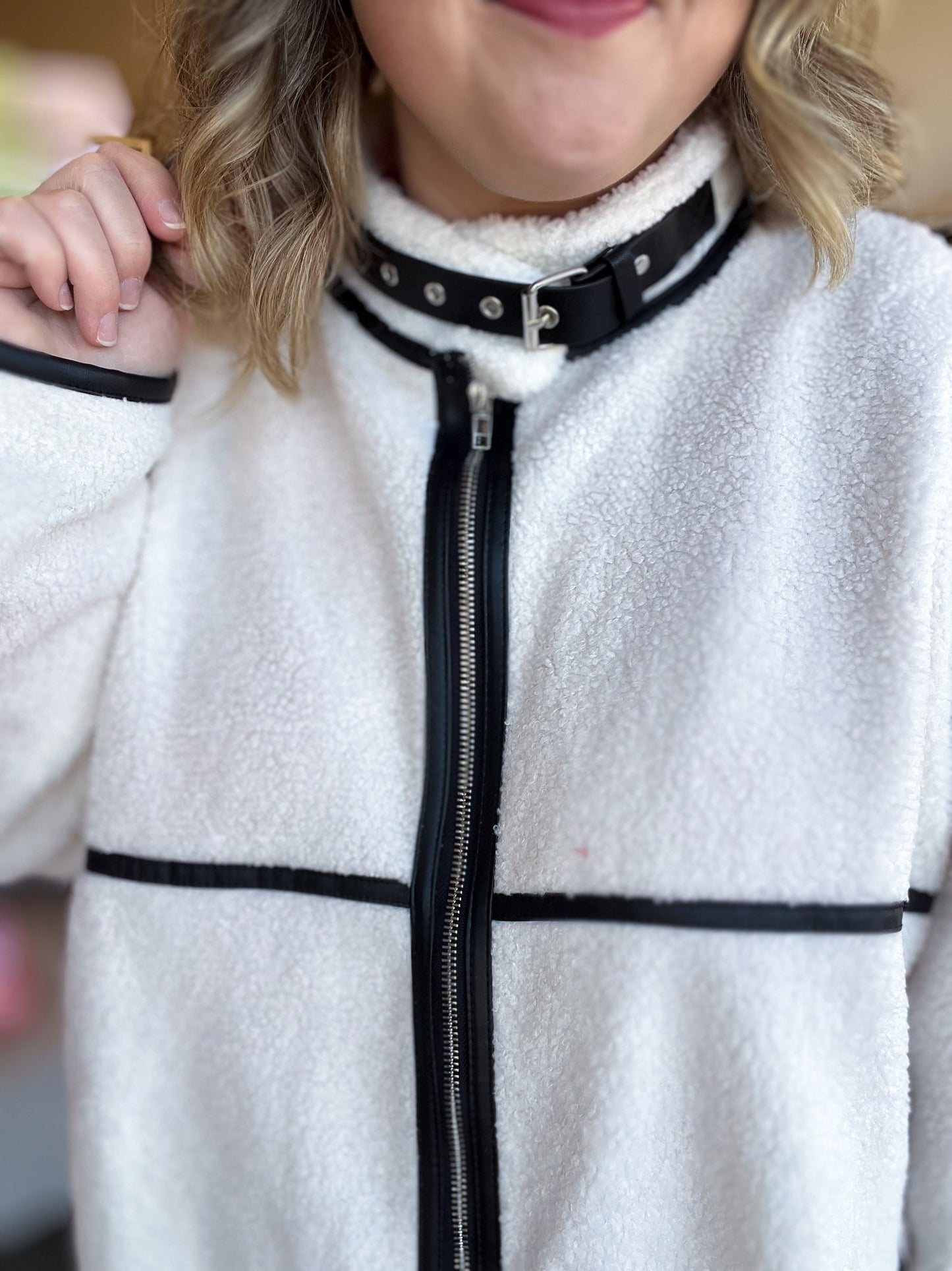 Après All Day Plus-Size Leather Contrast Sherpa Coat