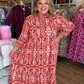 Auburn & Oak Curvy Brick Print Maxi Dress