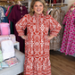 Auburn & Oak Curvy Brick Print Maxi Dress