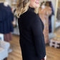 Autumn Breeze Black Sweater Midi Dress