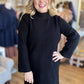 Autumn Breeze Black Sweater Midi Dress