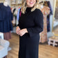 Autumn Breeze Black Sweater Midi Dress