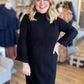 Autumn Breeze Black Sweater Midi Dress