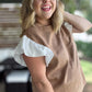 Autumn Chic Plus-Size Faux Suede Flutter Sleeve Top