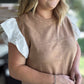 Autumn Chic Plus-Size Faux Suede Flutter Sleeve Top