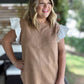 Autumn Chic Plus-Size Faux Suede Flutter Sleeve Top