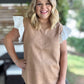 Autumn Chic Plus-Size Faux Suede Flutter Sleeve Top