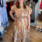 Autumn Dream Terra Cotta Curvy Floral Midi Dress