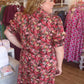 Autumn Drift Curvy Brick Floral Midi Dress