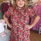 Autumn Drift Curvy Brick Floral Midi Dress