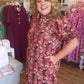 Autumn Drift Curvy Brick Floral Midi Dress