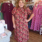 Autumn Drift Curvy Brick Floral Midi Dress