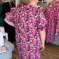 Autumn Drift Curvy Magenta Floral Midi Dress