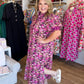 Autumn Drift Curvy Magenta Floral Midi Dress