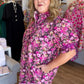 Autumn Drift Curvy Magenta Floral Midi Dress