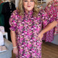 Autumn Drift Curvy Magenta Floral Midi Dress