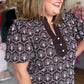 Autumn Embroidery Curvy Brown Floral Top