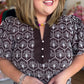 Autumn Embroidery Curvy Brown Floral Top