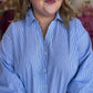RESTOCKED! Autumn Estate Plus-Size Blue Striped Button Down Top