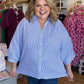 RESTOCKED! Autumn Estate Plus-Size Blue Striped Button Down Top
