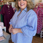 RESTOCKED! Autumn Estate Plus-Size Blue Striped Button Down Top