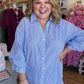 RESTOCKED! Autumn Estate Plus-Size Blue Striped Button Down Top